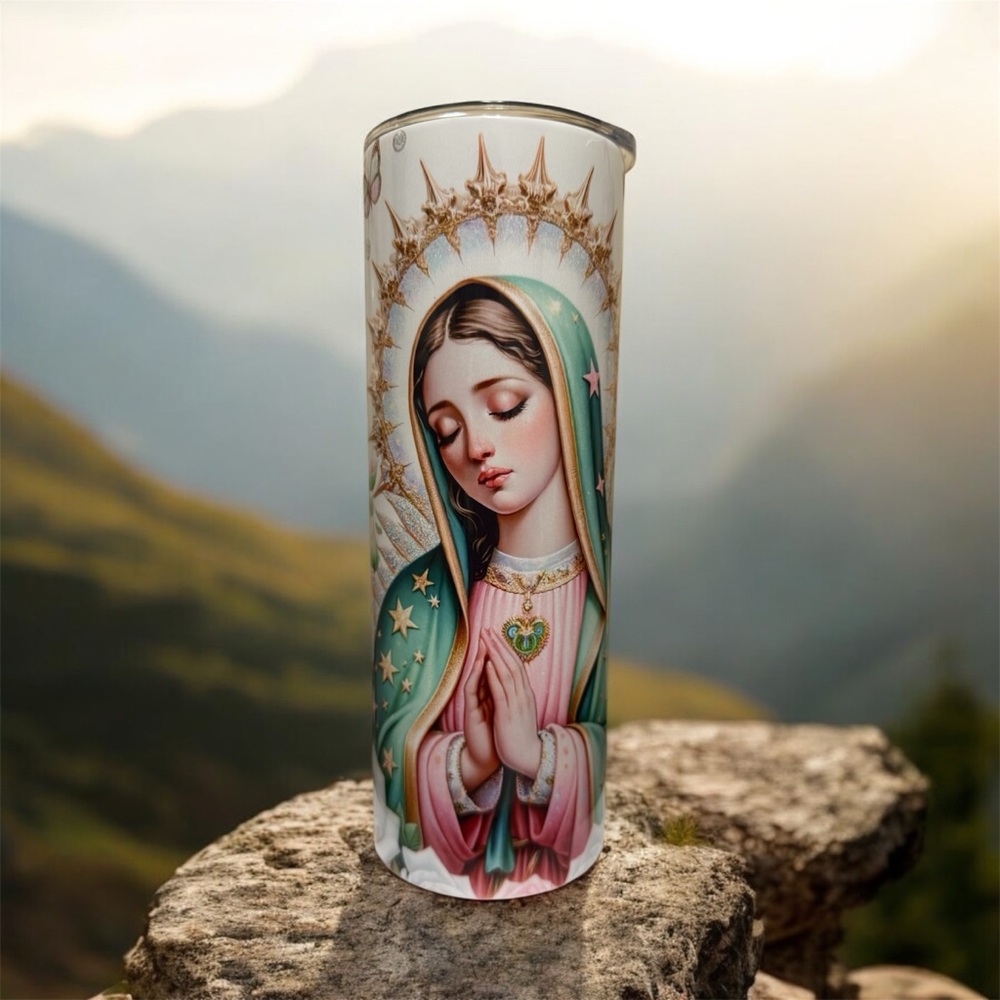 Virgin Mary Art Glass Vase - Multicolor